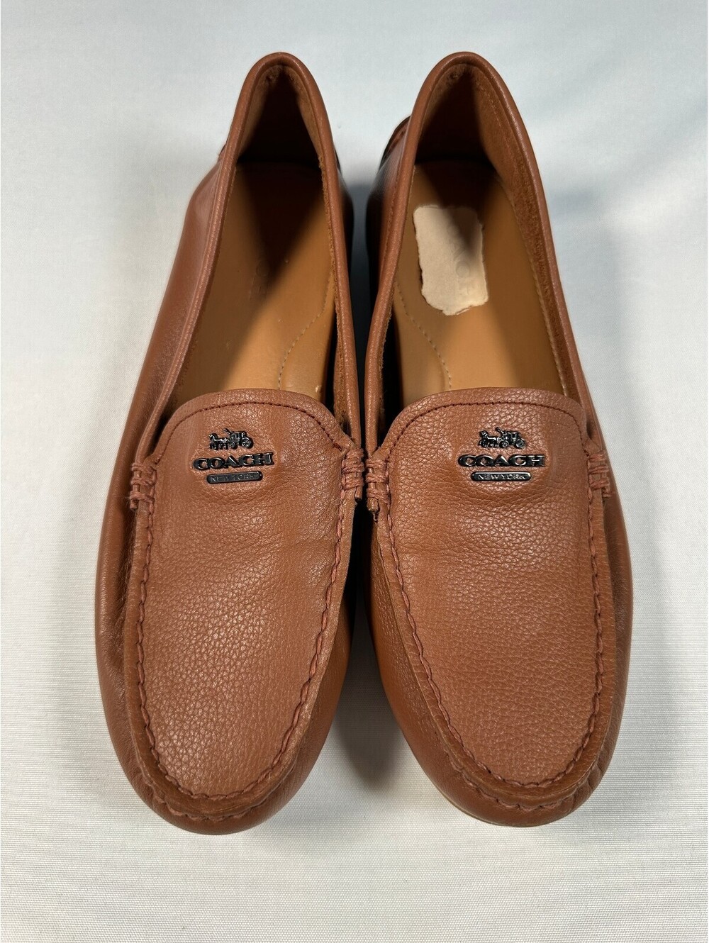 Coach Mary Lock Up Leather Driving Moccasins Loafers Tan Brown Women's Size 10B